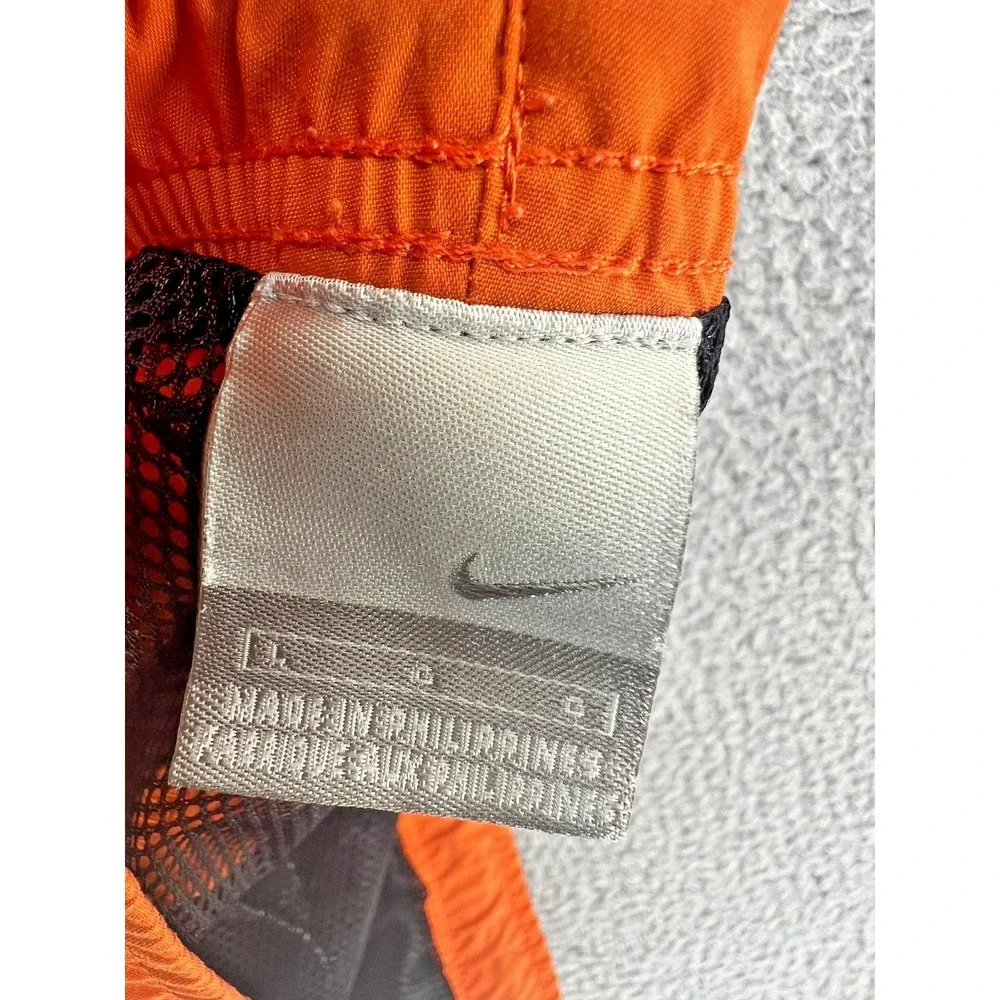 Vintage 90s Nike Shorts Mens Large Orange Blue Spell Out Swim‎ Trunks Gym